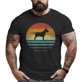 Retro Vintage Sunset Bull Terrier Dog Lover Silhouette Big and Tall Men T-shirt | Mazezy