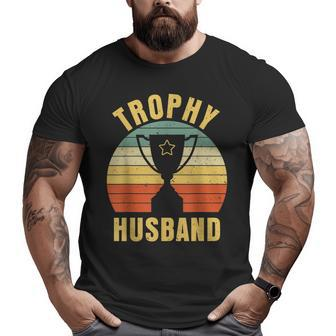Retro Vintage Trophy Dad Husband Reward Best Father Big and Tall Men T-shirt | Mazezy