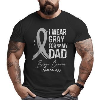 Retro I Wear Gray For My Dad Brain Cancer Awareness Outfit Big and Tall Men T-shirt | Mazezy
