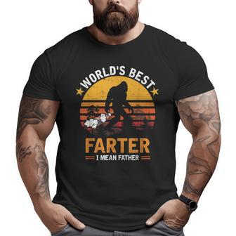Retro World's Best Farter I Mean Father Bigfoot Father's Day Big and Tall Men T-shirt | Mazezy