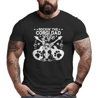 Rockin' The Corgi Dad Life Dog Lover Guitar Musician Big and Tall Men T-shirt | Mazezy
