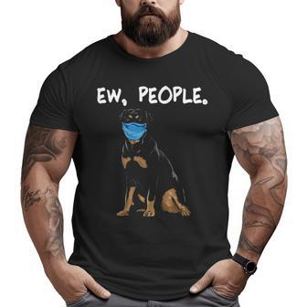 Rottweiler Ew People Dog Wearing Face Mask Big and Tall Men T-shirt | Mazezy