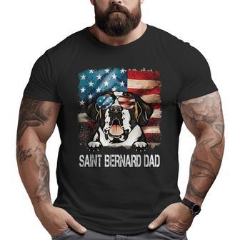 Saint Bernard Dad American Flag 4Th Of July Dog Fathers Day Big and Tall Men T-shirt | Mazezy