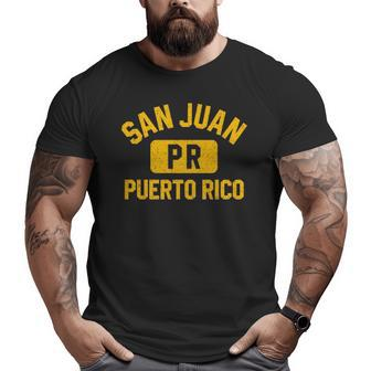 San Juan Pr Puerto Rico Gym Style Distressed Amber Print Pullover Big and Tall Men T-shirt | Mazezy