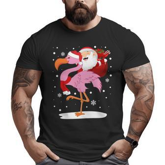 Santa Claus Riding Flamingo Big and Tall Men T-shirt | Mazezy AU