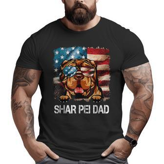 Shar Pei Dad American Flag 4Th Of July Dog Fathers Day Big and Tall Men T-shirt | Mazezy