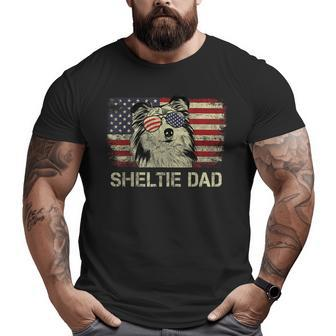 Sheltie Dad Dog Lovers American Flag 4Th Of July Big and Tall Men T-shirt | Mazezy