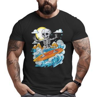Skeleton Surfing Halloween Hawaii Hawaiian Surfer Big and Tall Men T-shirt | Mazezy