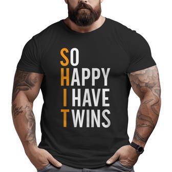 So Happy I Have Twins Baby Pregnancy Announcement Dad Father Big and Tall Men T-shirt | Mazezy