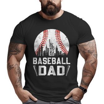 Softball Baseball Dad Retro Vintage Ball Father's Day Big and Tall Men T-shirt | Mazezy