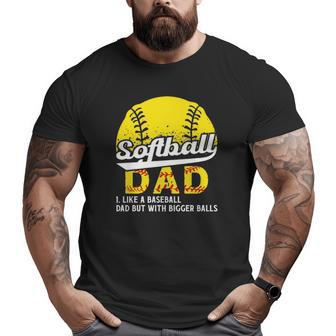 Softball Dad Like A Baseball Dad But With Bigger Balls Definition Father's Day Big and Tall Men T-shirt | Mazezy