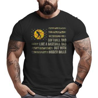 Softball Dad Just Like A Baseball Dad But With Bigger Balls Big and Tall Men T-shirt | Mazezy
