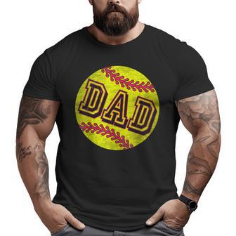 Softball Dad Vintage Retro Fathers Day Softball Lover Jersey Big and Tall Men T-shirt | Mazezy