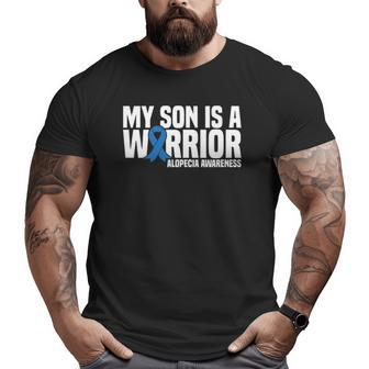 My Son Is A Warrior Blue Ribbon Alopecia Awareness Big and Tall Men T-shirt | Mazezy