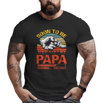 Soon To Be Papa Est 2022 New Papa Vintage Big and Tall Men T-shirt | Mazezy
