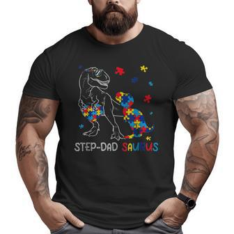 Step Dad Saurus Autism Awareness Day Autistic Dinosaur Big and Tall Men T-shirt | Mazezy