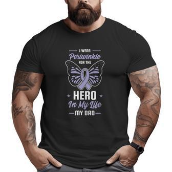 Stomach Cancer Awareness Periwinkle Ribbon Hero Dad Big and Tall Men T-shirt | Mazezy