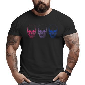 Subtle Bisexual Pride Goth Bi Pride Flag Skull Big and Tall Men T-shirt | Mazezy AU