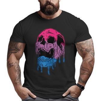 Subtle Bisexual Skull Bi Pride Flag Bisexuality Big and Tall Men T-shirt | Mazezy DE