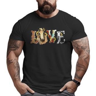 Sunflower Love Horse Steel Western Leather Pattern Print Big and Tall Men T-shirt | Mazezy