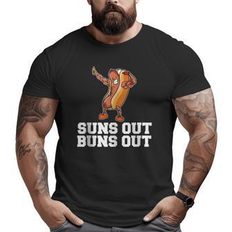 Suns Out Buns Out Hot Dog Cartoon Big and Tall Men T-shirt | Mazezy
