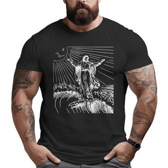 Surfing Jesus Cool Christian Surf Vintage Big and Tall Men T-shirt | Mazezy