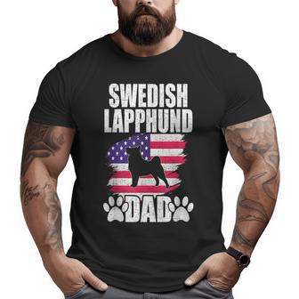 Swedish Lapphund Dad Dog Lover American Us Flag Big and Tall Men T-shirt | Mazezy