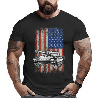 Tank American Flag Veteran Military Big and Tall Men T-shirt | Mazezy