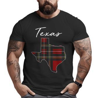 Texas Map Tartan Big and Tall Men T-shirt | Mazezy