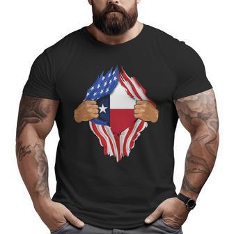 Texas Roots Inside State Flag American Proud Big and Tall Men T-shirt | Mazezy