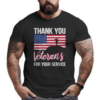 Thank You For Your Service Usa Flag Thank You Veterans Big and Tall Men T-shirt | Mazezy