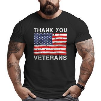 Thank You Veterans Veteran Day Us Flag Big and Tall Men T-shirt | Mazezy