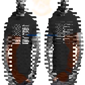 Thin Blue Line United States Flag Police Grandpa Big and Tall Men T-shirt | Mazezy