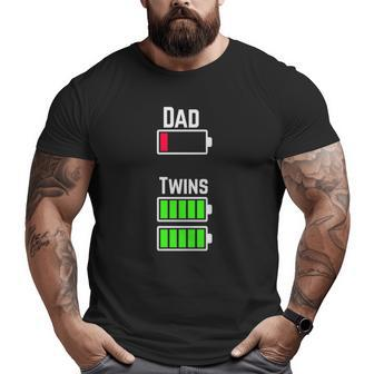 Tired Twin Dad Low Battery Charge Meme Image Big and Tall Men T-shirt | Mazezy