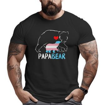 Trans Papa Bear Proud Dad Rainbow Transgender Father's Day Big and Tall Men T-shirt | Mazezy
