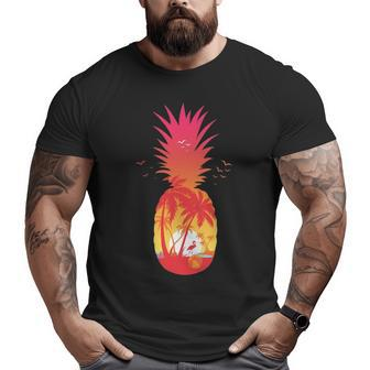 A Tropical Beach A Sunset Relax And Pineapples Big and Tall Men T-shirt | Mazezy