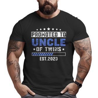 Twin Baby Shower Dad Promoted To Uncle Of Twins Est 2023 Big and Tall Men T-shirt | Mazezy