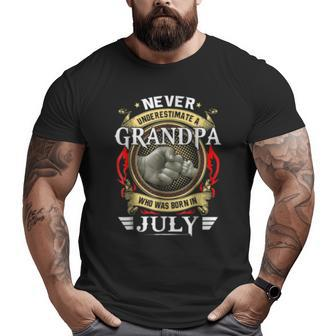 Never Underestimate A Grandpa Born In July Grandpa Big and Tall Men T-shirt | Mazezy DE