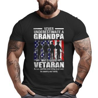 Never Underestimate Grandpa Who Is Also Veteran Grandpa Big and Tall Men T-shirt | Mazezy