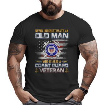 Never Underestimate Old Man Us Coast Guard Veteran Vintage Veteran Big and Tall Men T-shirt | Mazezy