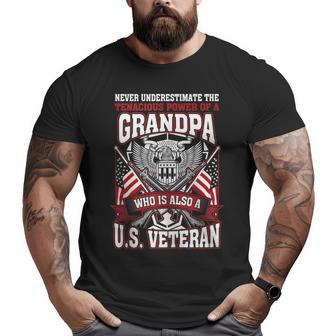 Never Underestimate US Veteran Grandpa Grandfather Big and Tall Men T-shirt | Mazezy