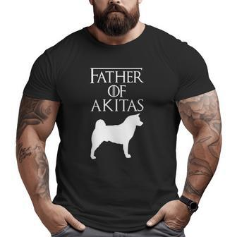 Unique White Father Of Akitas Dog Lover E010553 Ver2 Big and Tall Men T-shirt | Mazezy