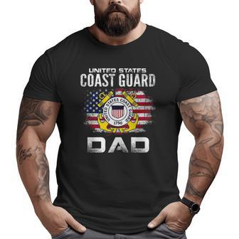 United States Coast Guard Dad With American Flag Big and Tall Men T-shirt | Mazezy