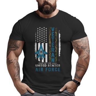 Us Air Force Veteran Camo American Flag Usaf Big and Tall Men T-shirt | Mazezy