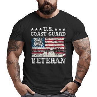 Us Coast Guard Veteran American Flag Uscg Veteran Big and Tall Men T-shirt | Mazezy