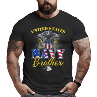 Us Military Navy Brother With American Flag Veteran Big and Tall Men T-shirt | Mazezy