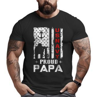 Us Navy Proud Papa Veteran Veterans Day Big and Tall Men T-shirt | Mazezy