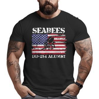 Us Navy Seabees Veteran Dd214 Military American Flag Big and Tall Men T-shirt | Mazezy