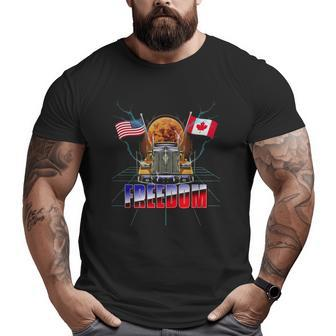 Usa American And Canada Flag Freedom Convoy 2022 Trucker Big and Tall Men T-shirt | Mazezy
