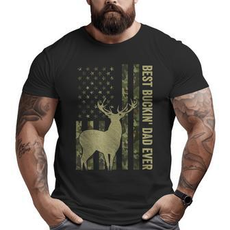 Usa Camo Flag Best Buckin' Dad Ever Deer Hunting Fathers Day Big and Tall Men T-shirt | Mazezy